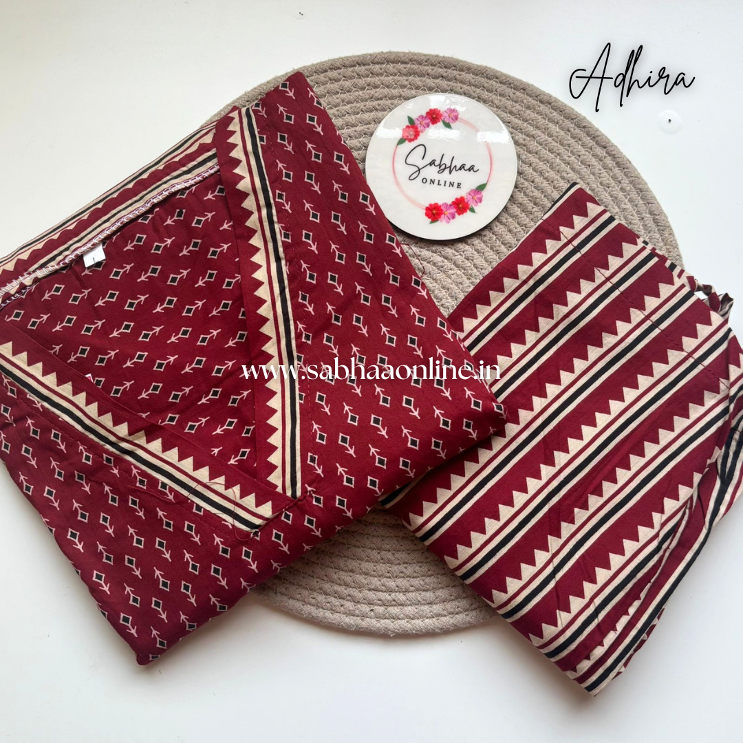 Adhira - Red Butta Cotton Coord set with lining - LN 48