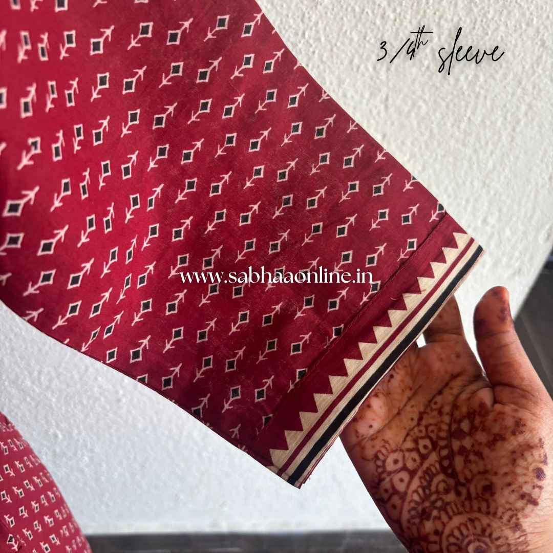 Adhira - Red Butta Cotton Coord set with lining - LN 48