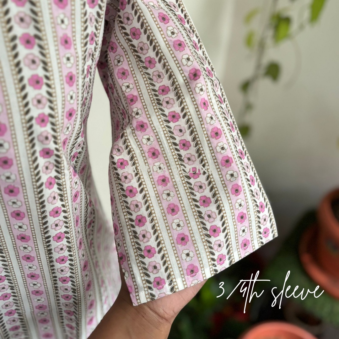 Mona - White Cotton kurti with lining