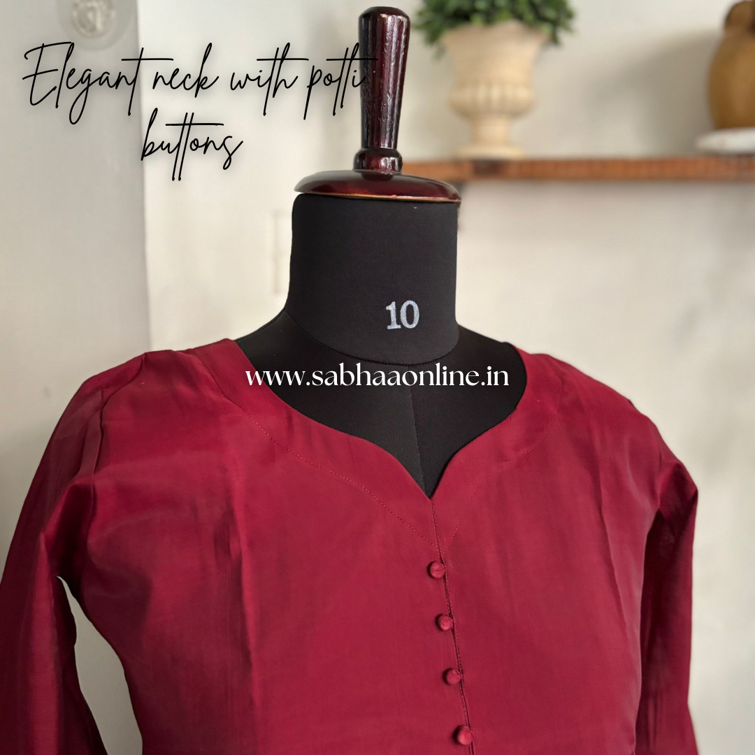 Sahitya - Maroon Red Fancy Silk Kurti + dupatta combo (no pant) - LN 49