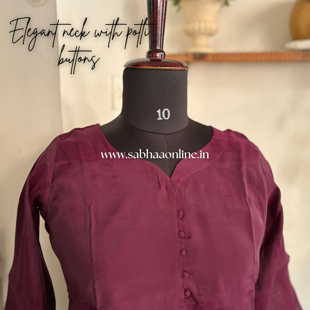 Sahitya - Wine Fancy Silk Kurti + dupatta combo (no pant) - LN 49