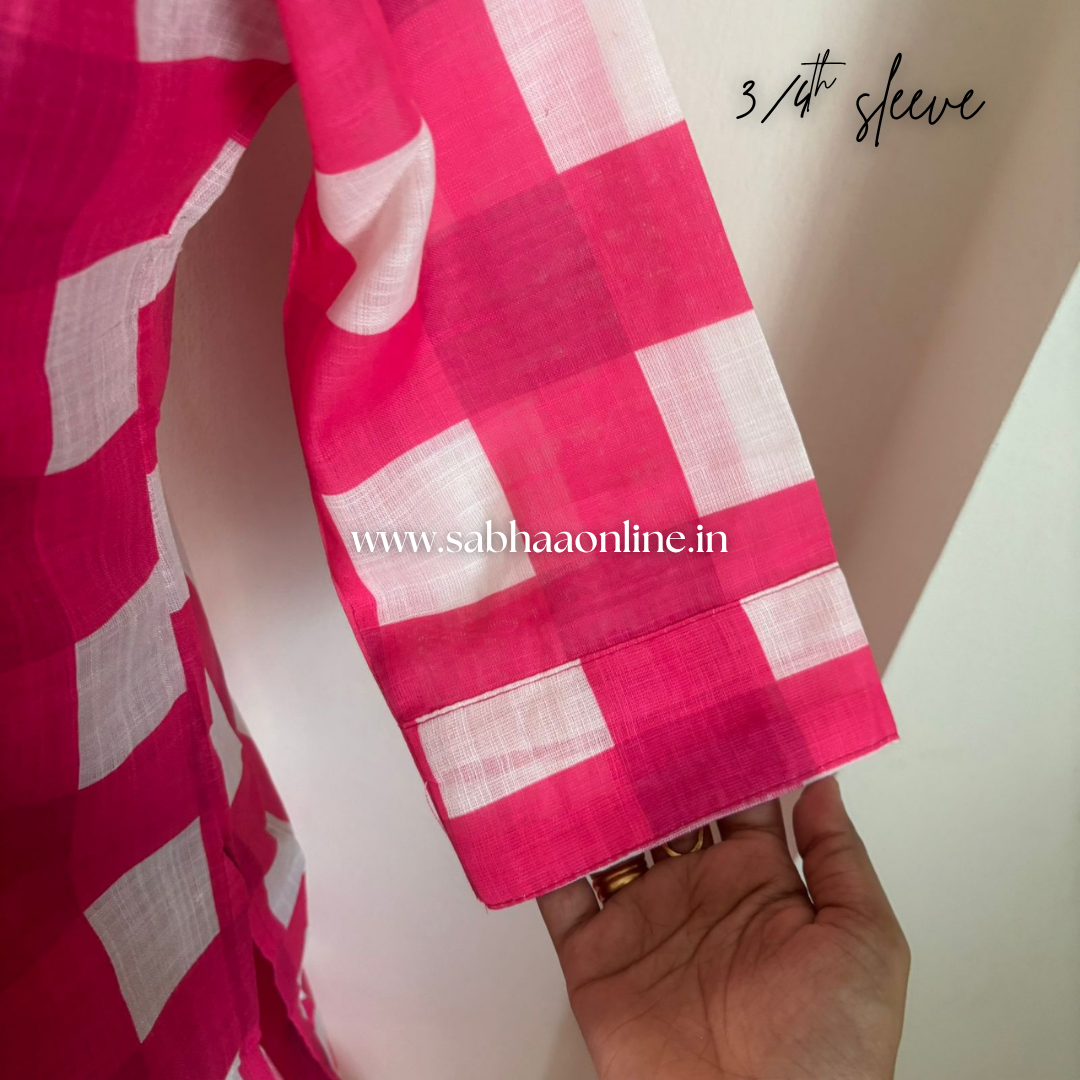 Ranee - Pink and White checked motif Cotton coord set - LN 60