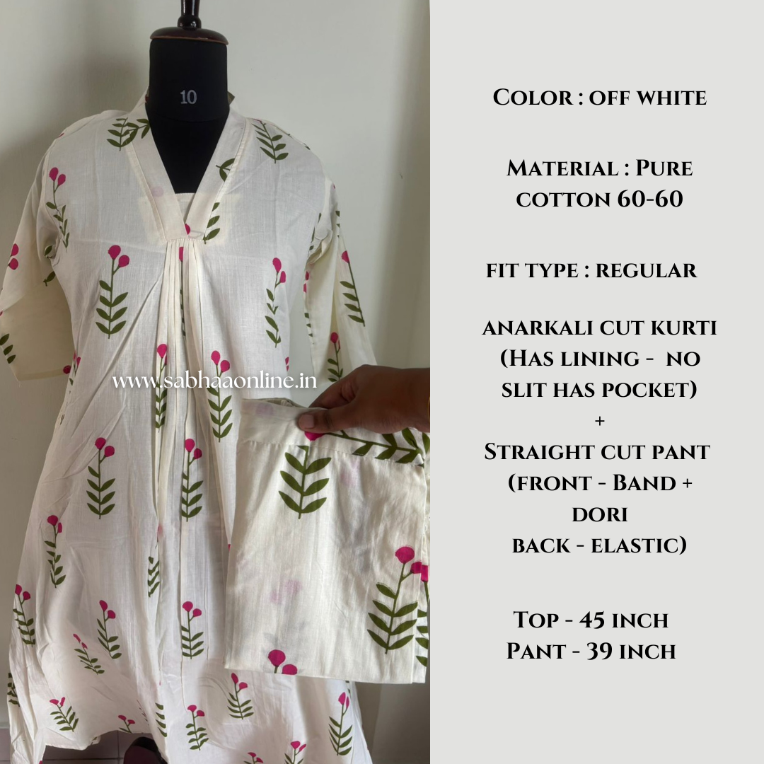 Pink Blossom - Anarkali Cotton coord set with lining - LN 60