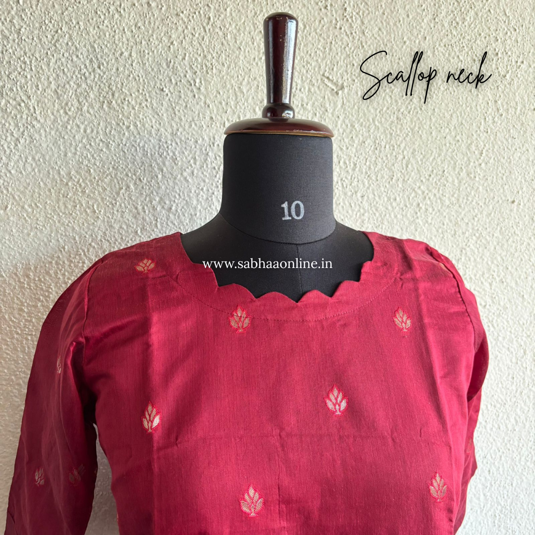 Chandra - Red and Silver grey Chanderi Kurti 3pc set with lining - LN 36