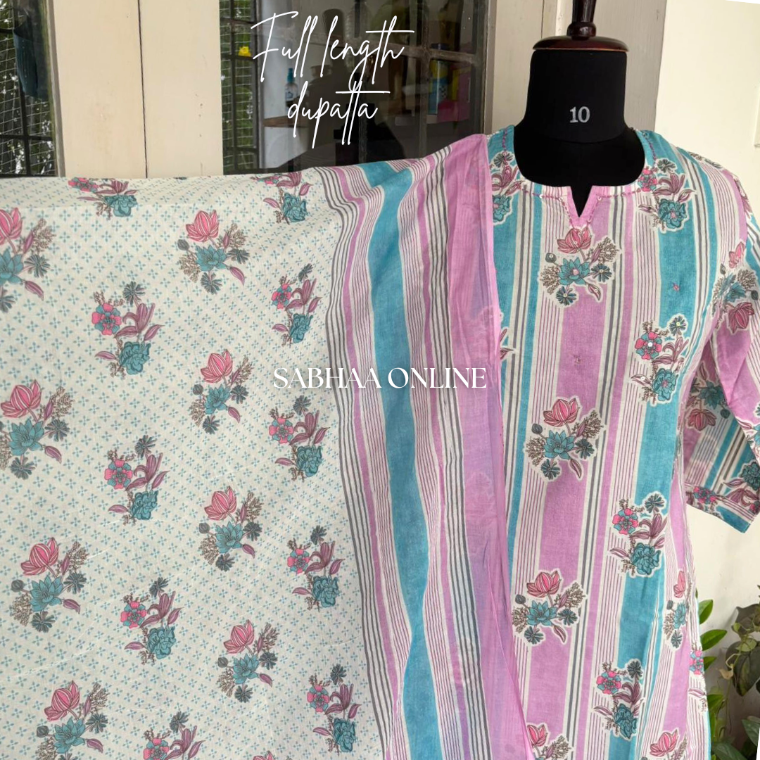 Sophia - Cotton Kurti + dupatta set (Size L 40 only)