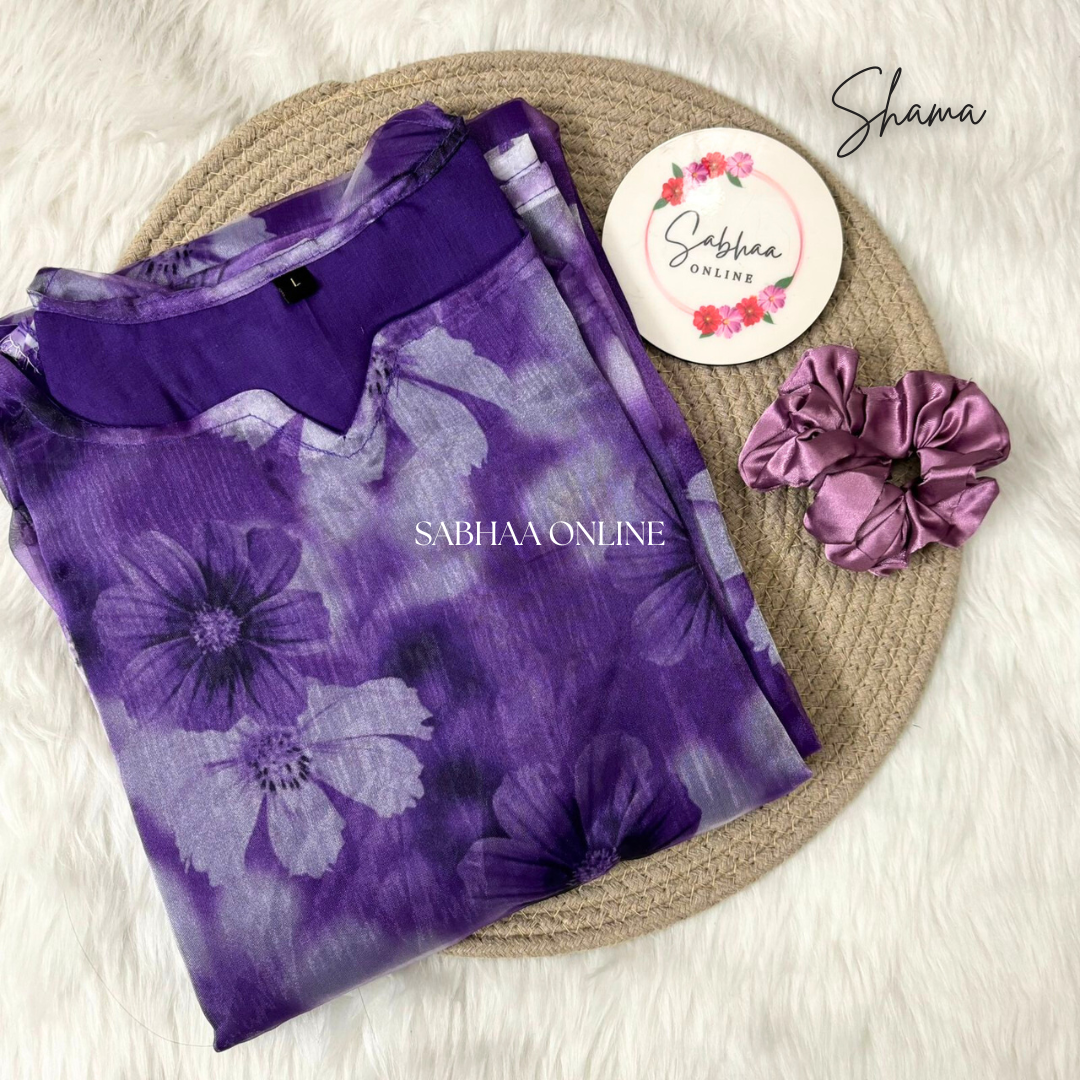 Shama - French Violet Organza Kurti with lining