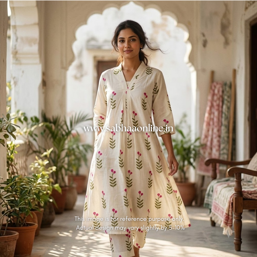 Pink Blossom - Anarkali Cotton coord set with lining - LN 60