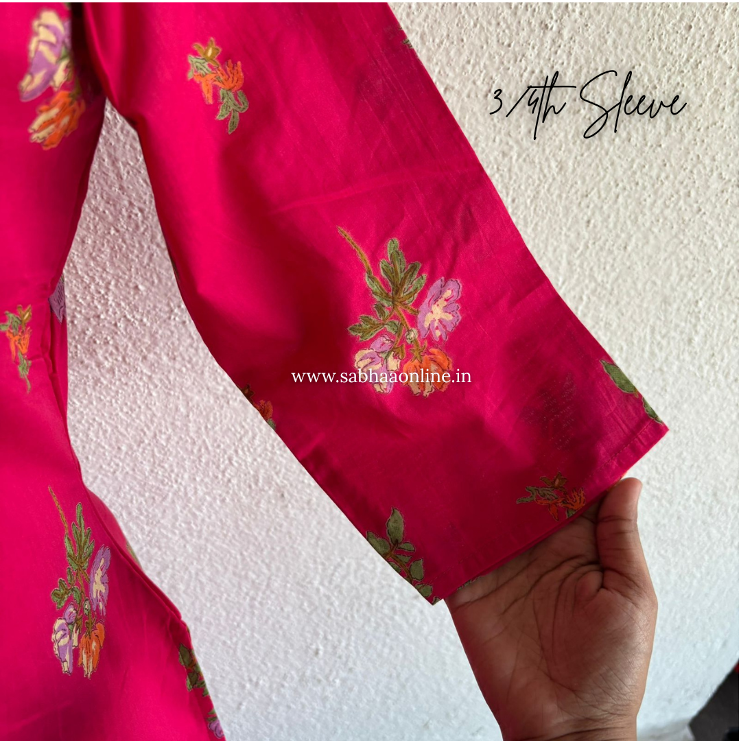 Shazia - Rani Pink Cotton kurti 3pc set with lining - LN 37