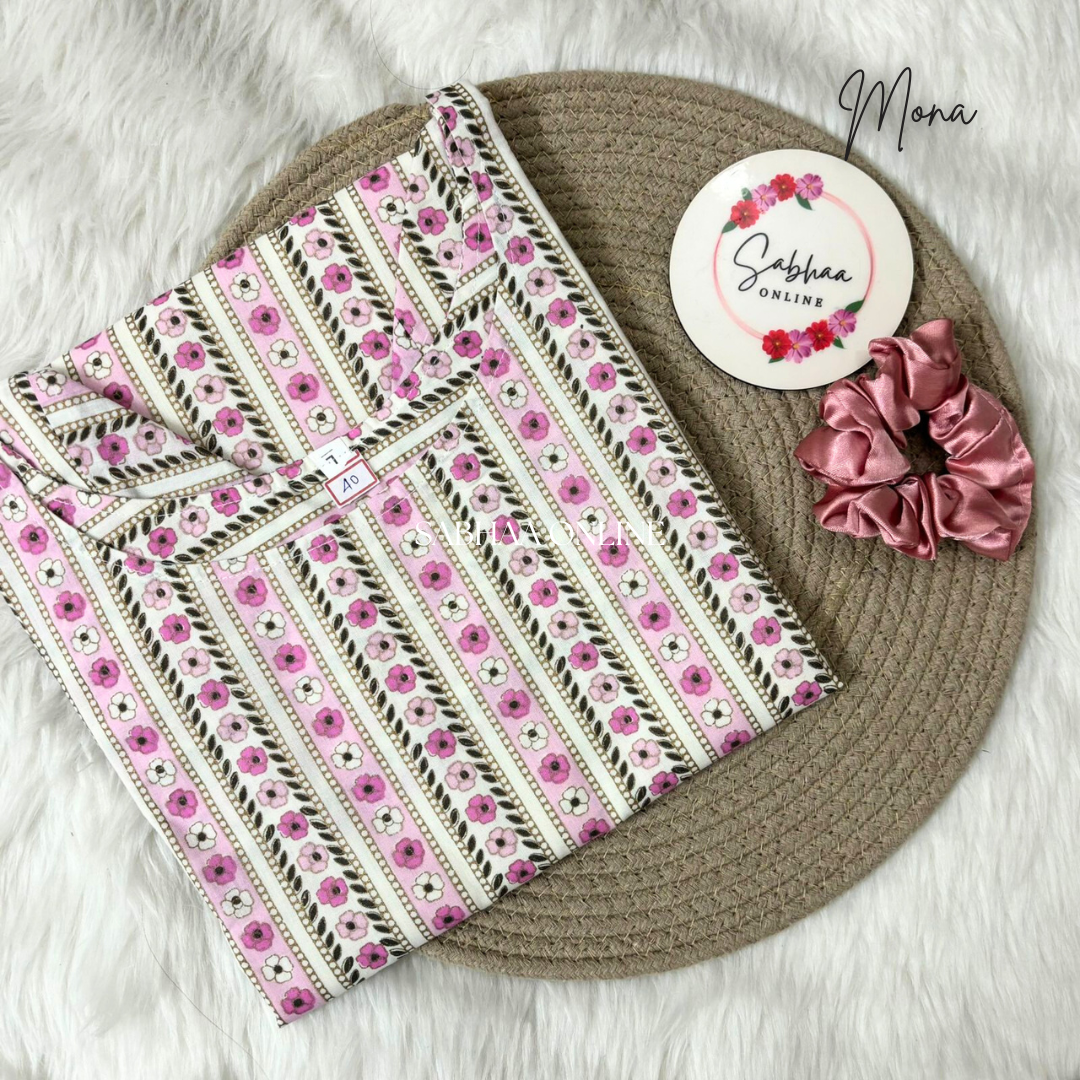 Mona - White Cotton kurti with lining