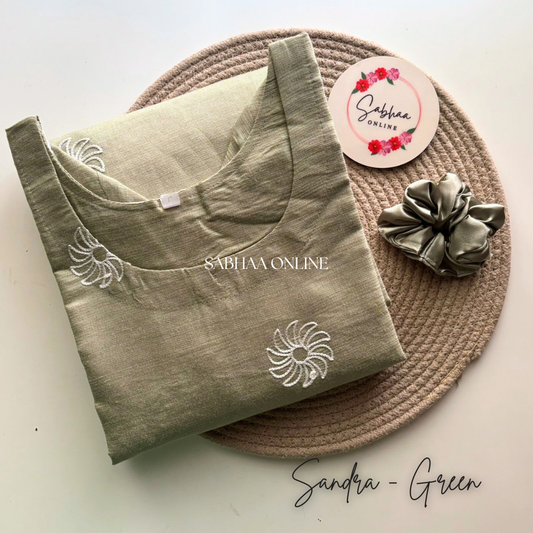 Sandra - Pista Green Vatican kurti with cotton lining (Relaxed fit) - LN9