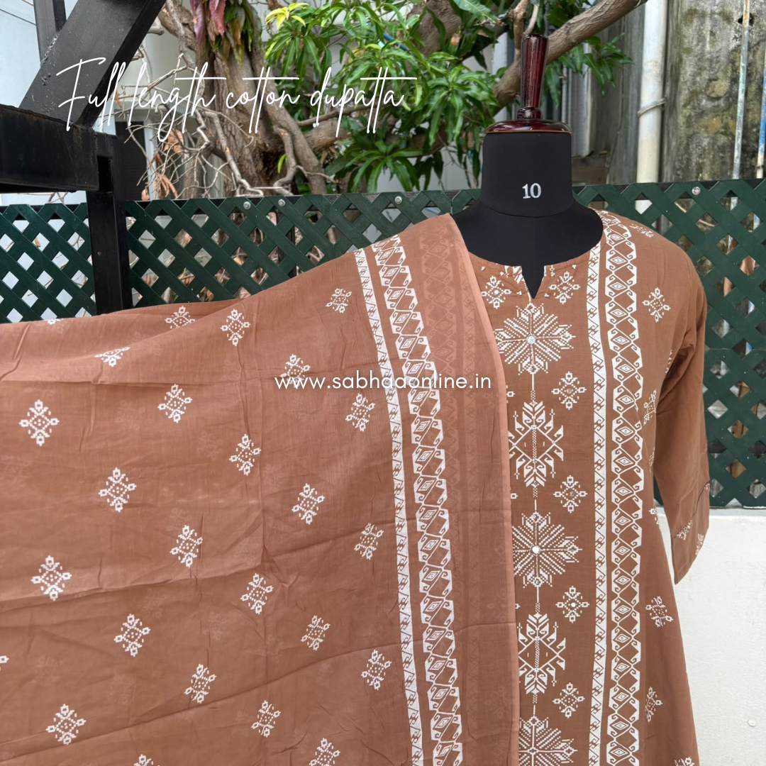 Srusti - Chikku Aline Cotton kurti 3pc set without lining - LN 63
