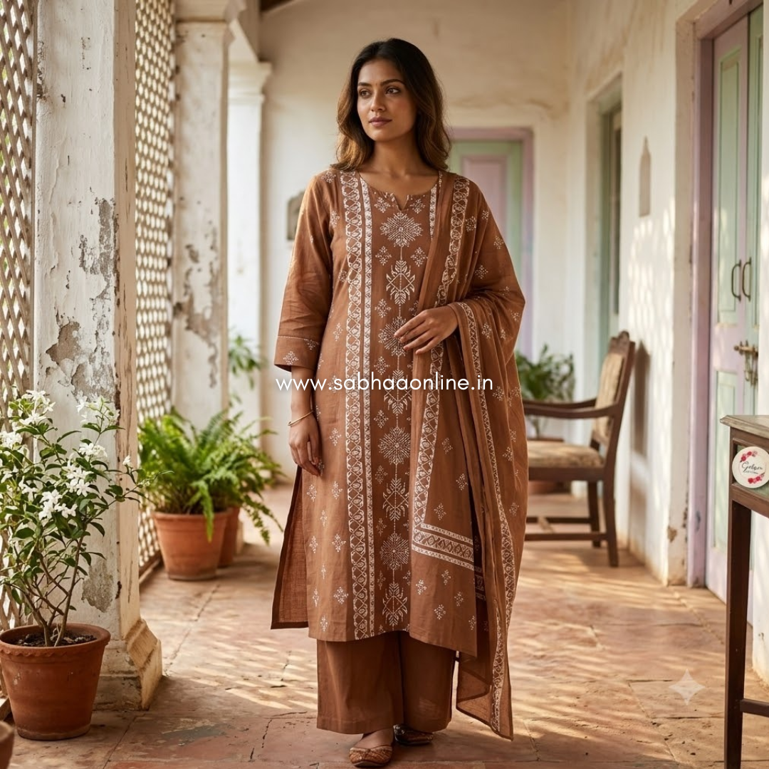 Srusti - Chikku Aline Cotton kurti 3pc set without lining - LN 63