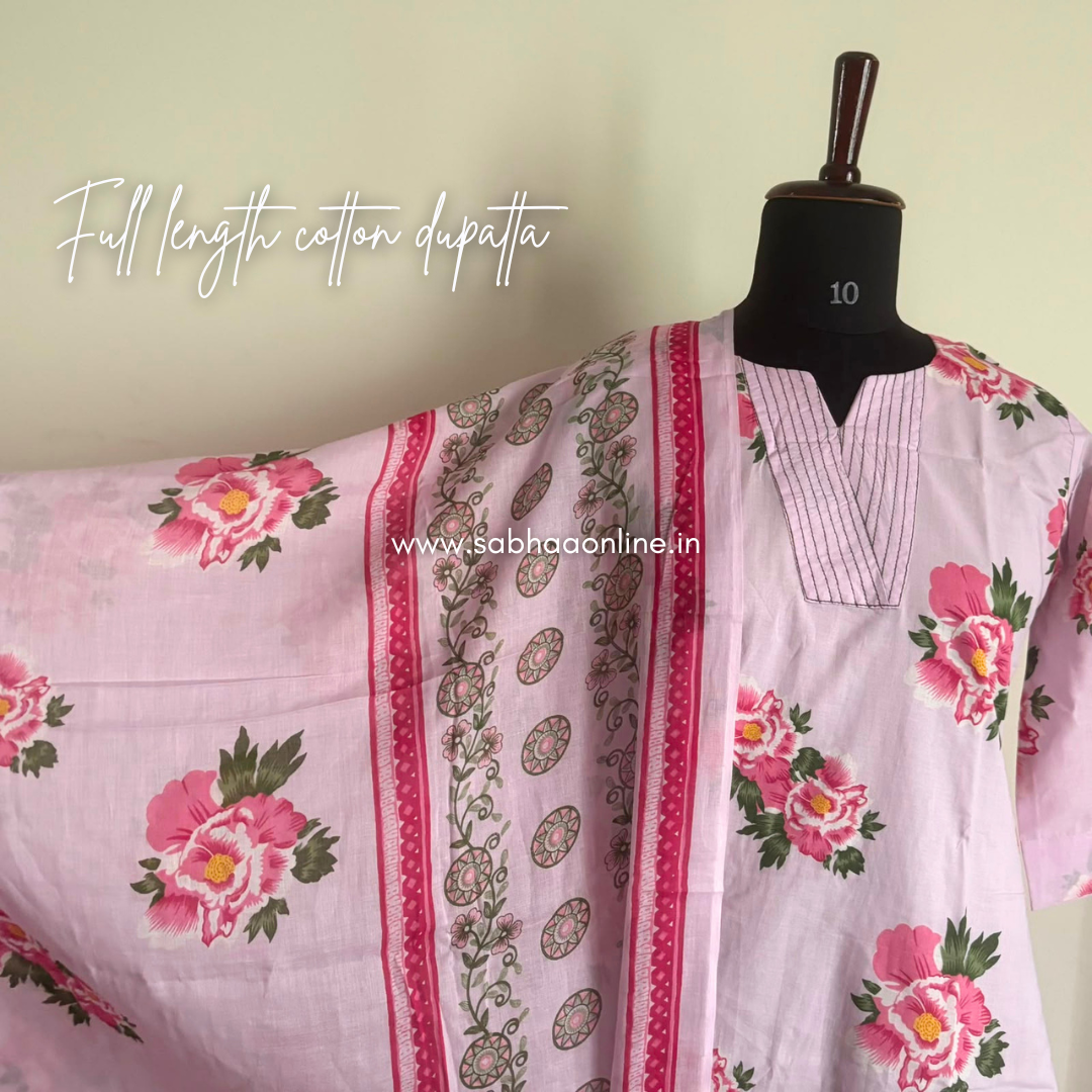 Malaviya - Lilac Cotton kurti + dupatta combo - No pant included - (Size 44 only)