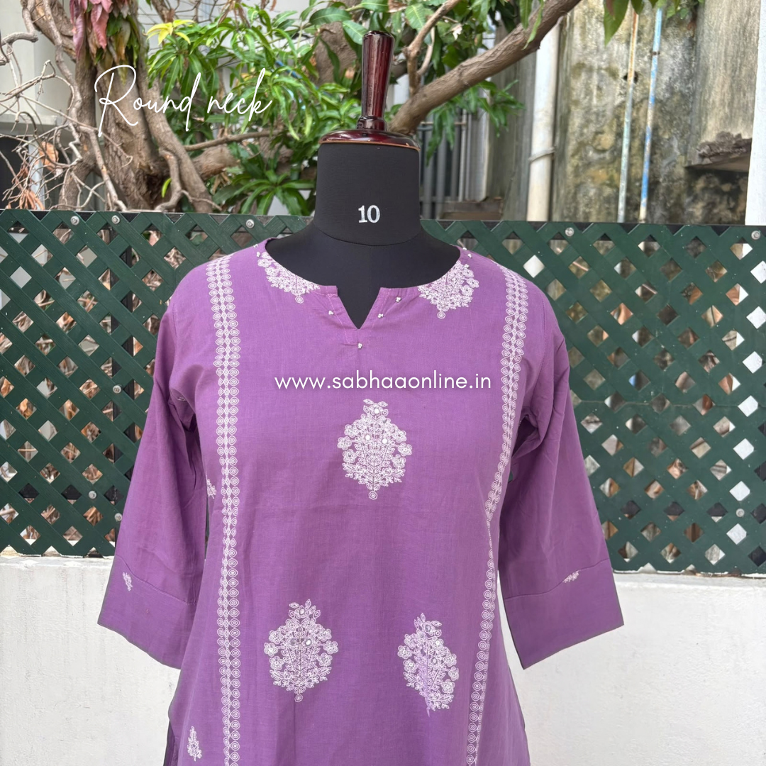 Emily - Lavendar Aline Cotton kurti 3pc set without lining - LN 63
