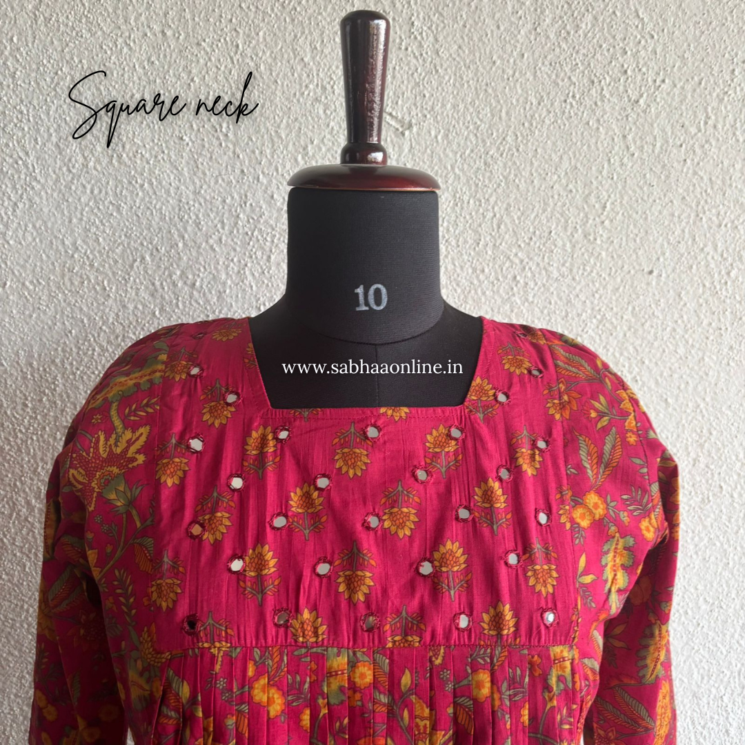 Parvati - Pink Cotton Anarkali kurti 3pc set with lining - LN 40