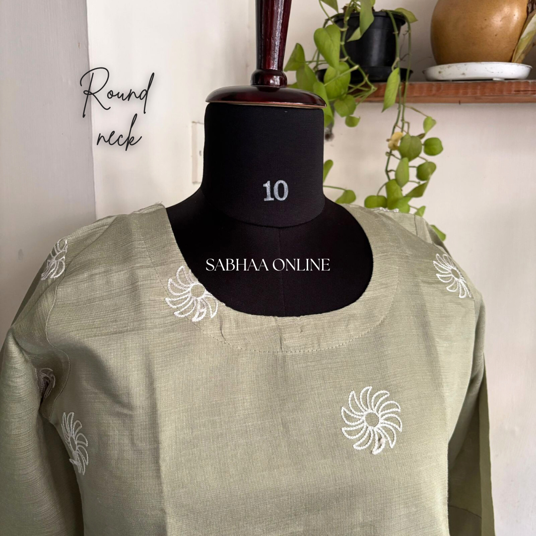 Sandra - Pista Green Vatican kurti with cotton lining (Relaxed fit) - LN9