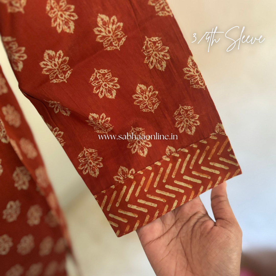 Akshita - Rust Orange Cotton Kurti 3pc set - LN 23