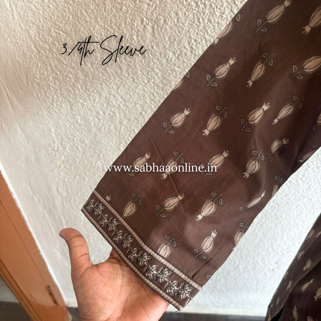 Bharti - Mocha Brown Cotton kurti 3pc set - LN 50