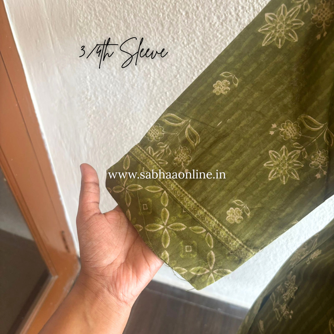 Niya - Grass green Cotton kurti 3pc set - LN 50