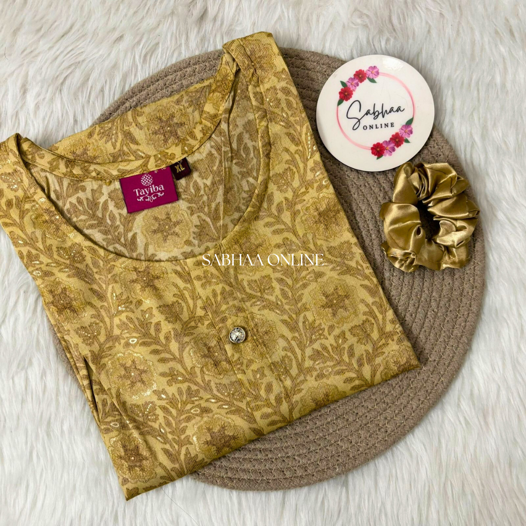 Cream Gold Rayon Kurti