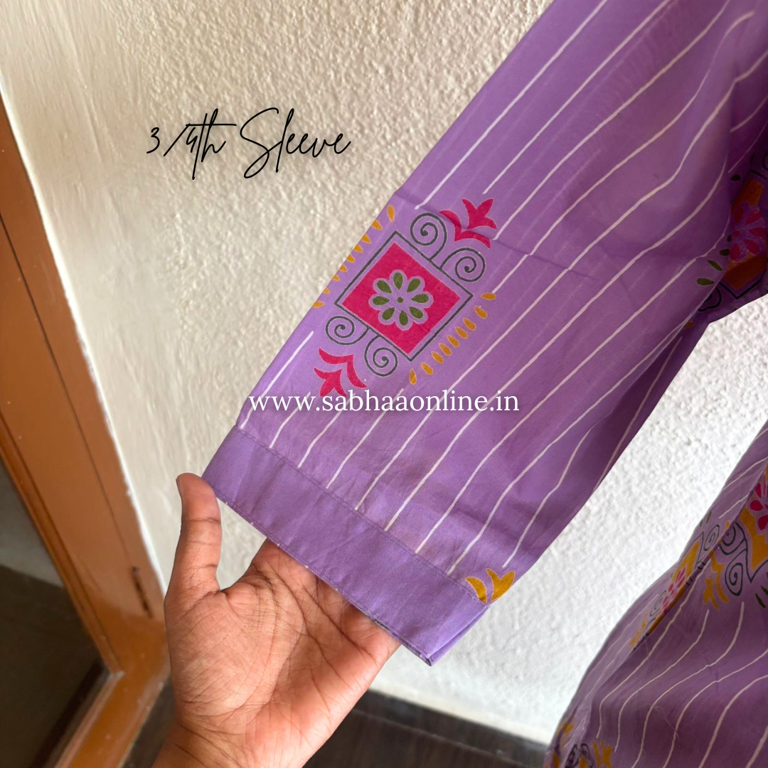 Sheryl - Lavendar Cotton kurti 3pc set - LN 50