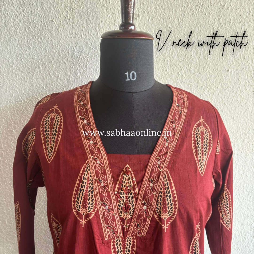 Anaya - Crimson Maroon Cotton kurti 3pc set - LN 50