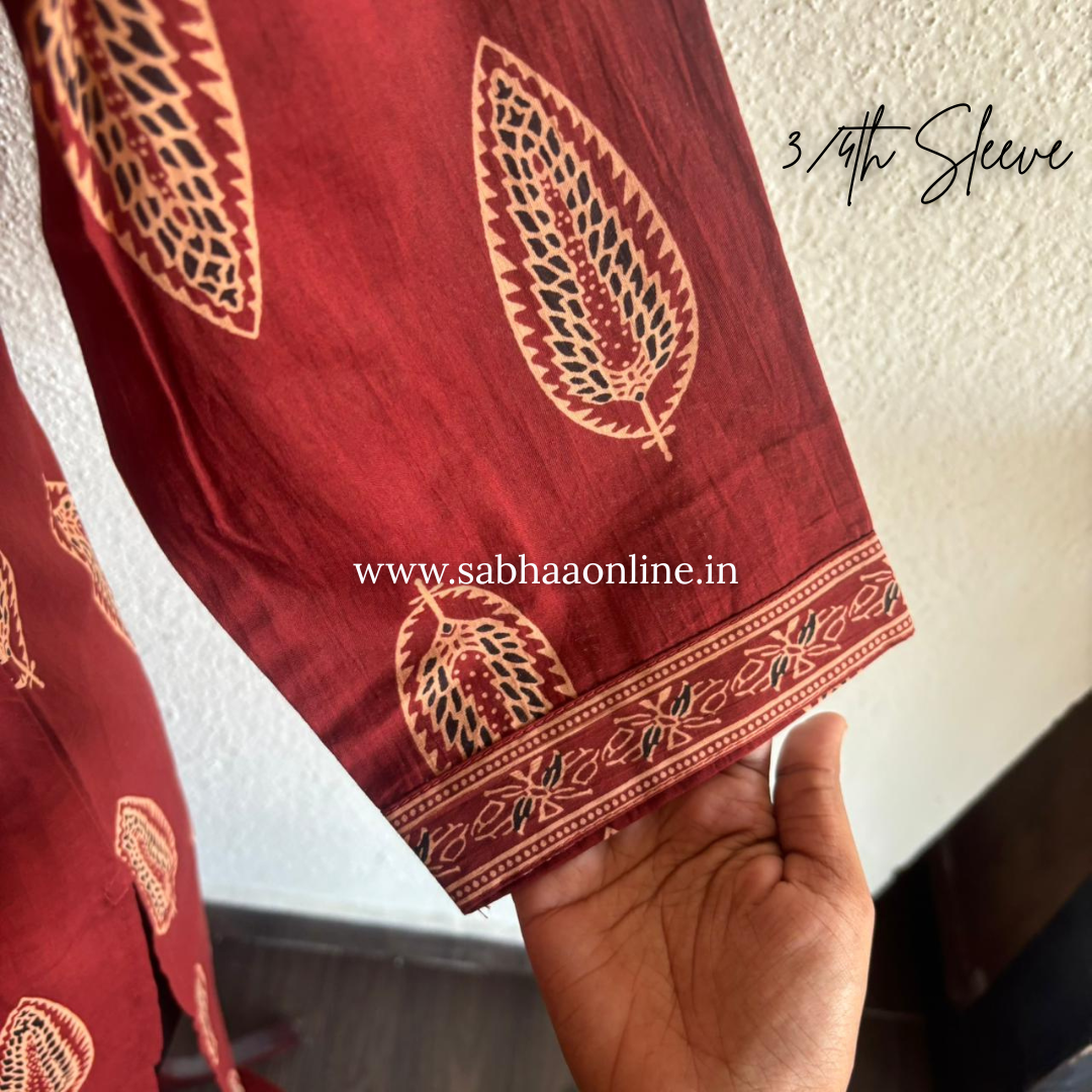 Anaya - Crimson Maroon Cotton kurti 3pc set - LN 50