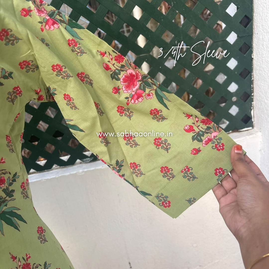 Sreshta - Pista Green Cotton kurti 3pc set with lining - LN 72