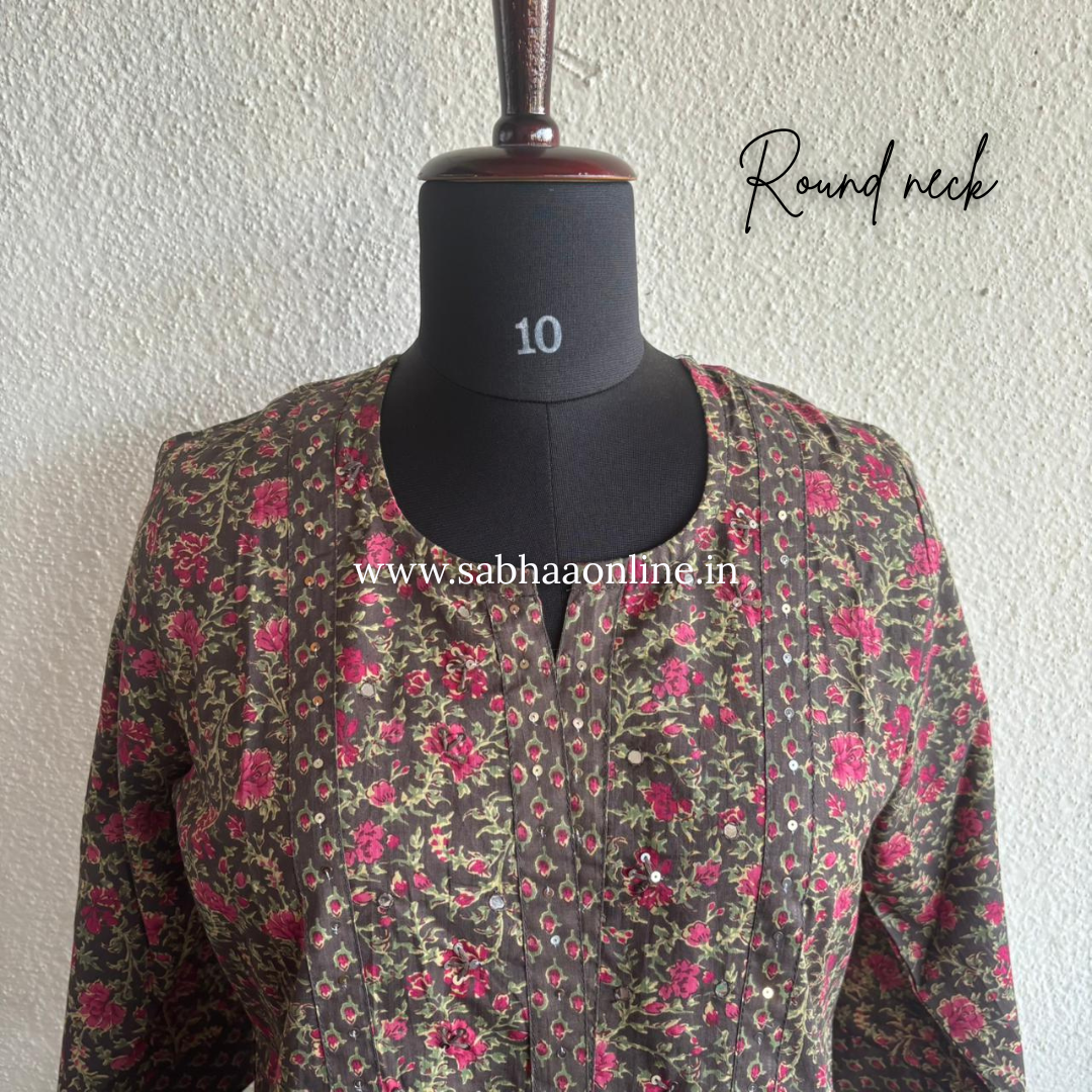 Ayat - Green Gray Cotton kurti 3pc set - LN 50