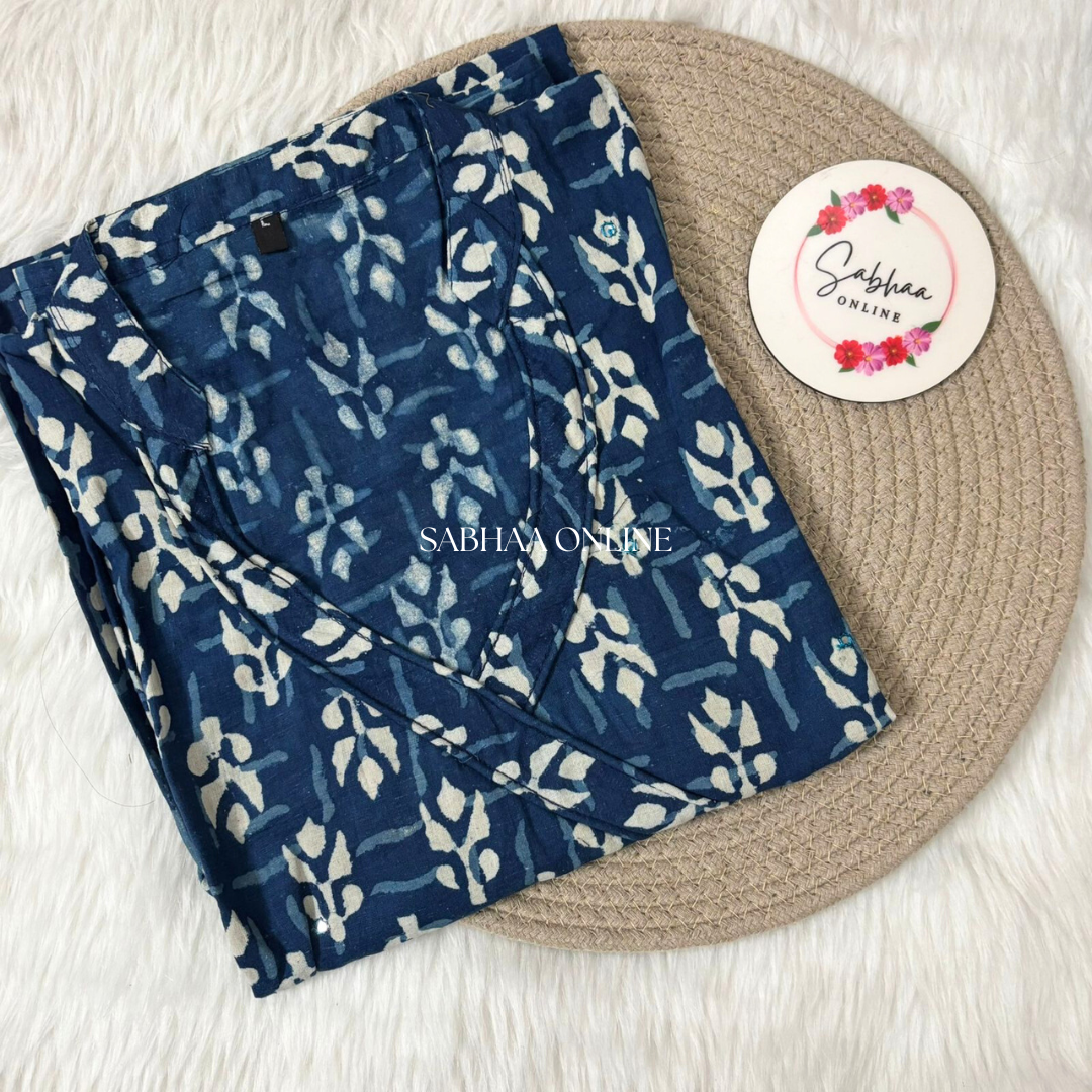 Blue (Leaf) Indigo Cotton Kurti