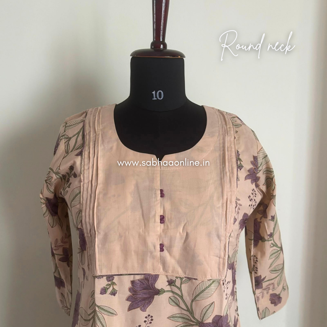 Suba - Beige Taupe Cotton kurti 3pc set with lining - LN 65