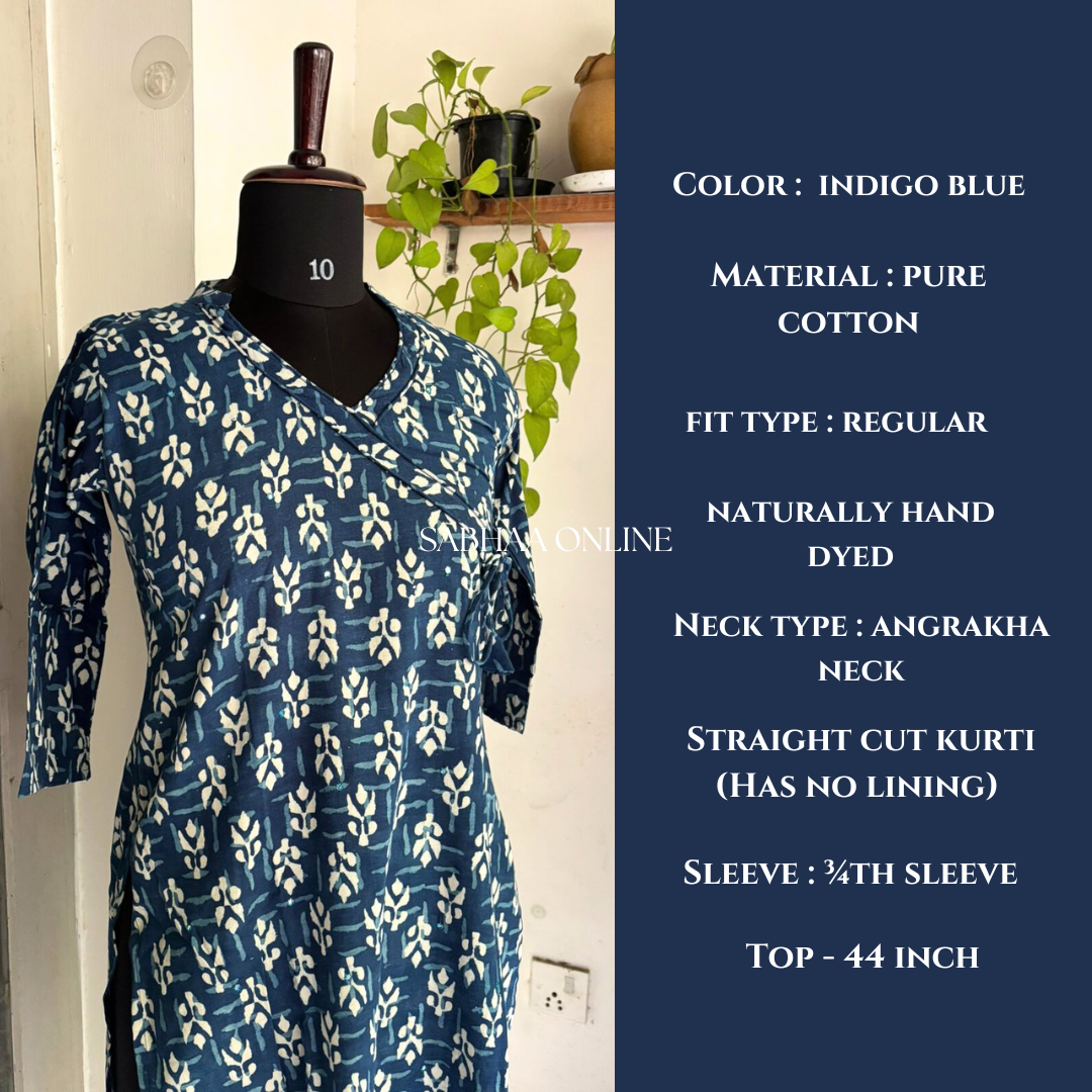 Blue (Leaf) Indigo Cotton Kurti