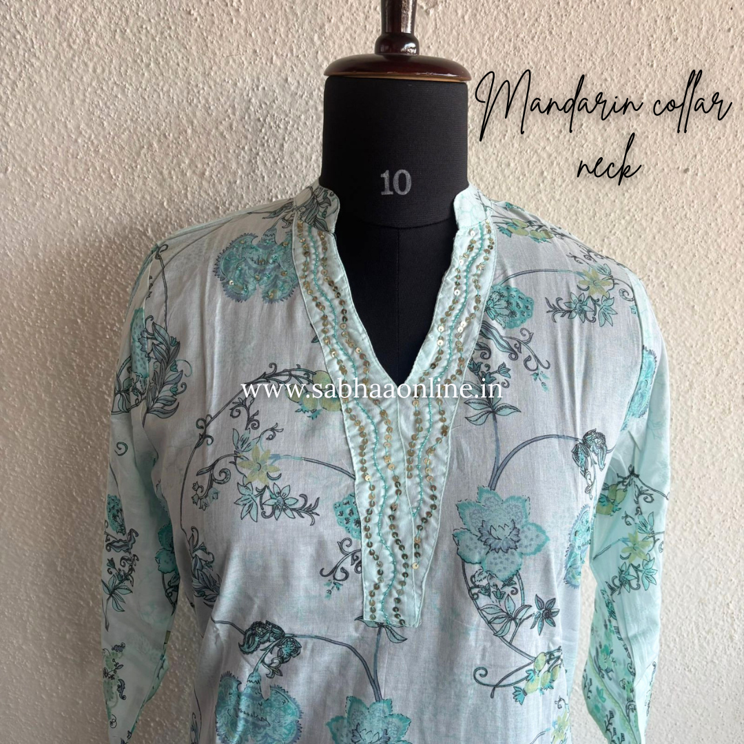 Avanti - Ice Blue Premium Cotton kurti 3pc set - LN 51