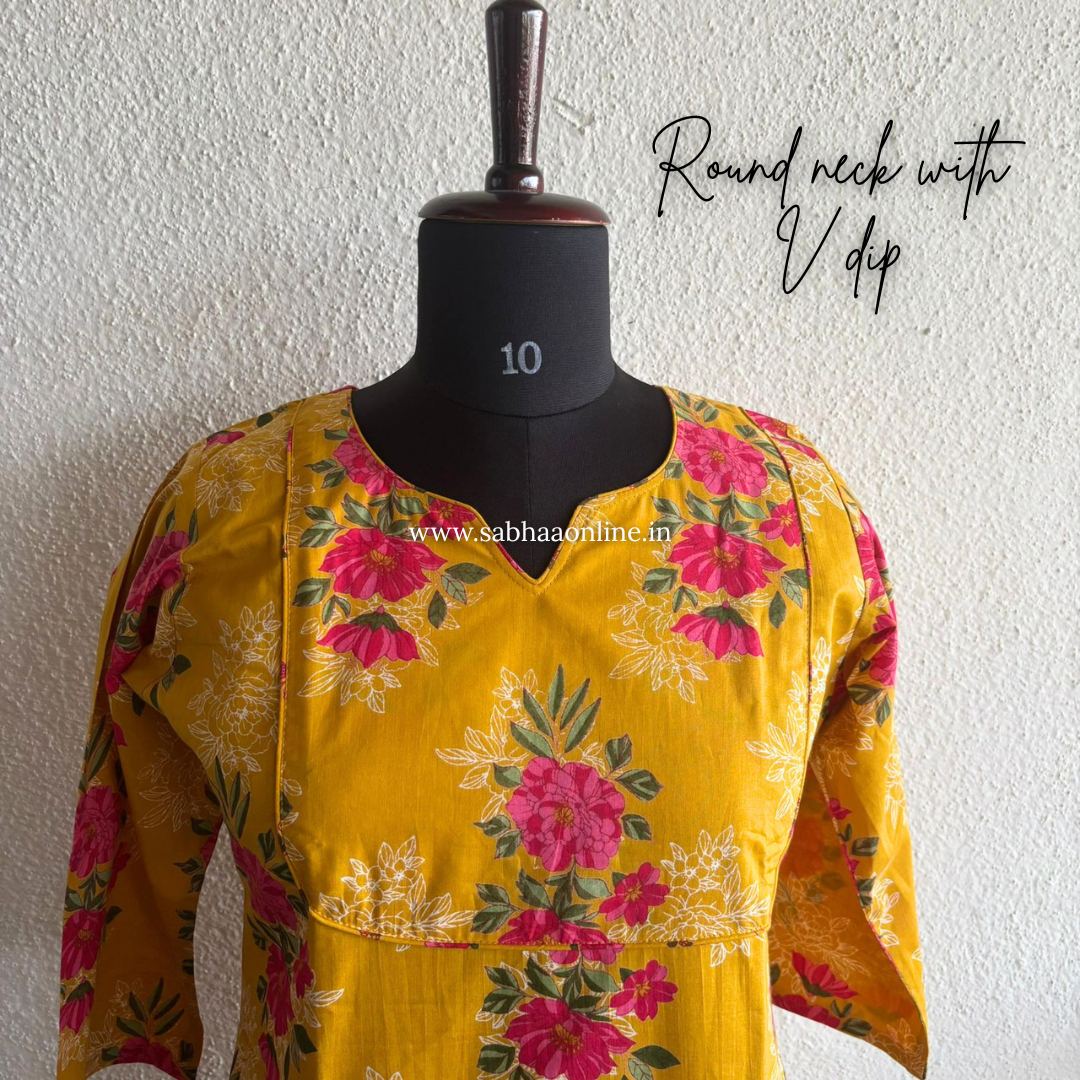 Anne - Yellow and Pink Cotton Kurti 3pc set with lining - LN 46