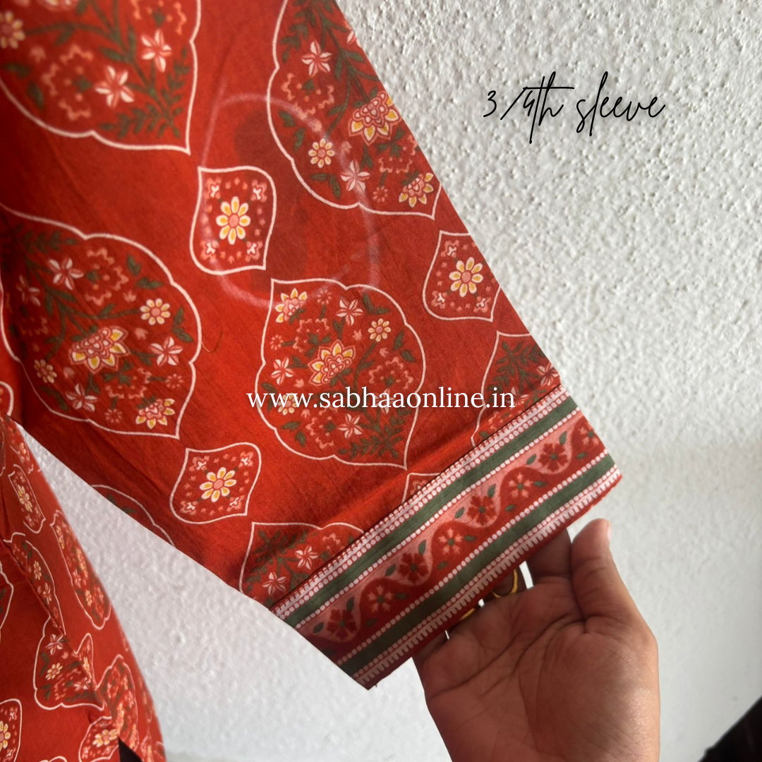 Sreshta - Orange Cotton Kurti 3pc set - LN 54
