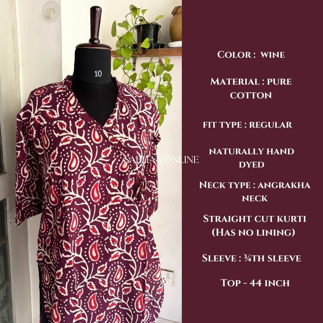 Wine aam Indigo Cotton Kurti