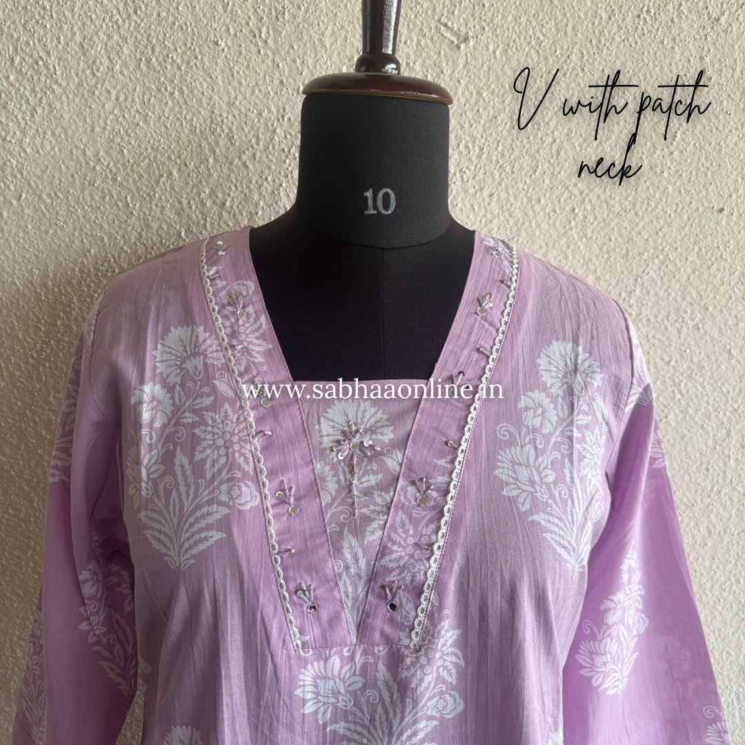 Michelle - Lilac Cotton kurti 3pc set - LN 54