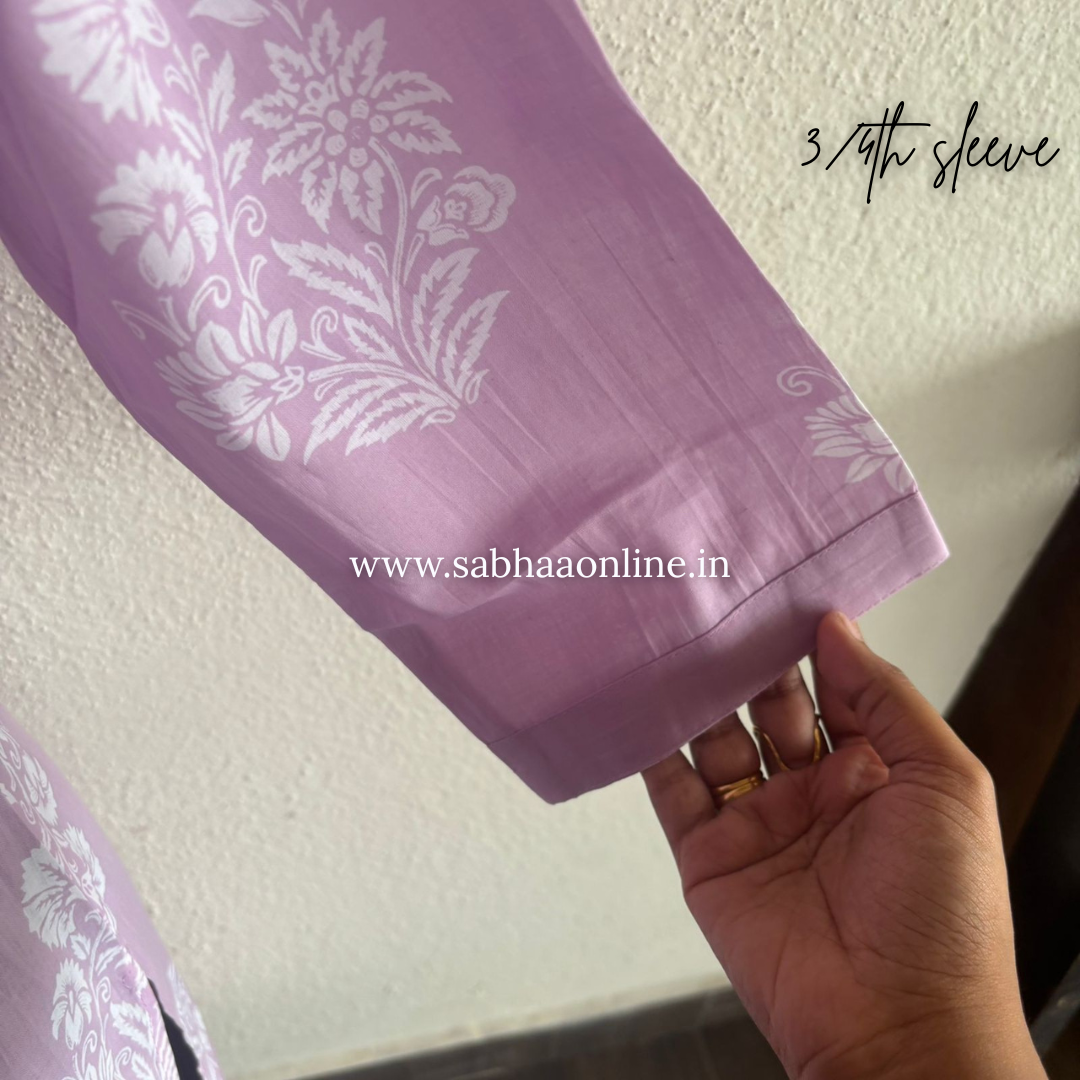 Michelle - Lilac Cotton kurti 3pc set - LN 54