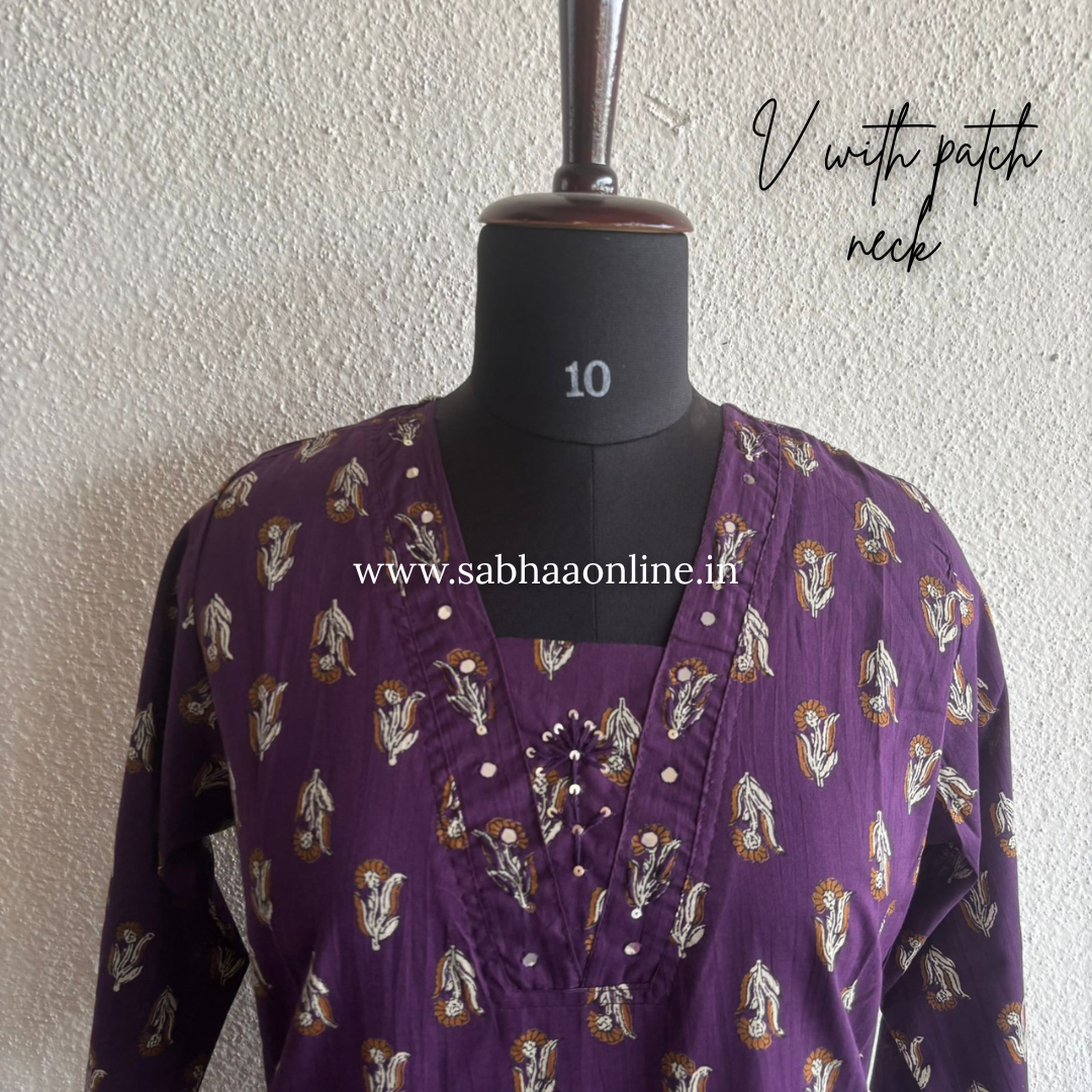 Darsha - Purple Cotton Kurti 3pc set - LN 54