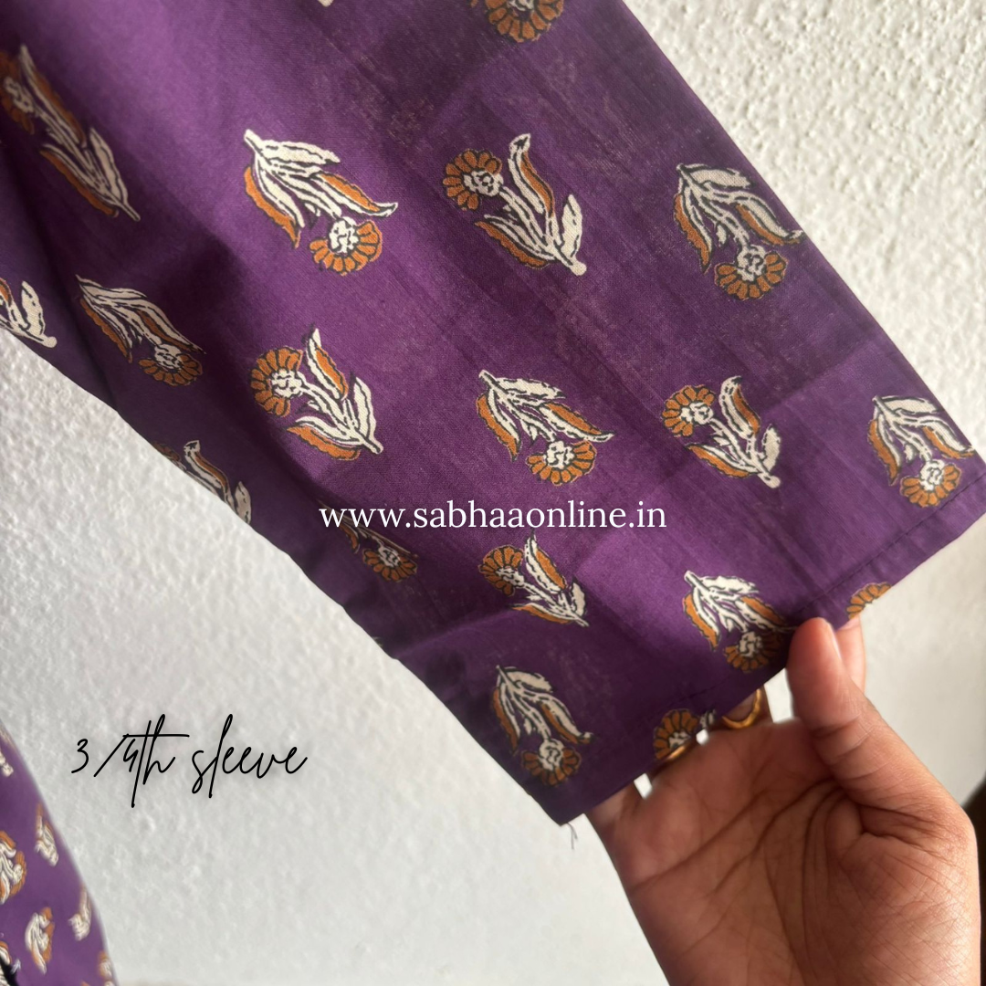 Darsha - Purple Cotton Kurti 3pc set - LN 54