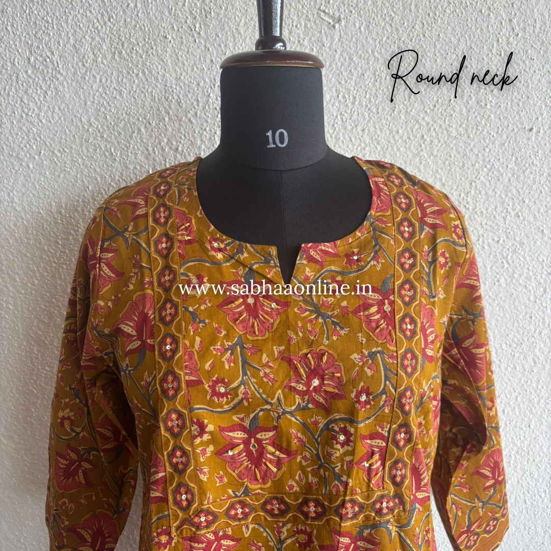 Mugdha - Mustard Yellow Cotton kurti 3pc set - LN 54