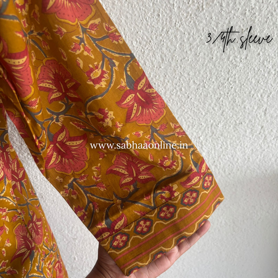 Mugdha - Mustard Yellow Cotton kurti 3pc set - LN 54