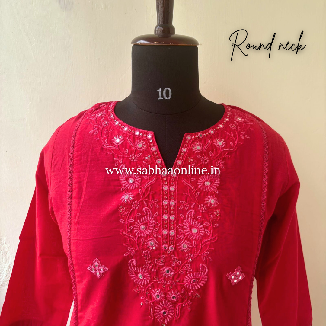 Akeya - Rani Pink Anarkali Cotton kurti 3pc set - LN 56