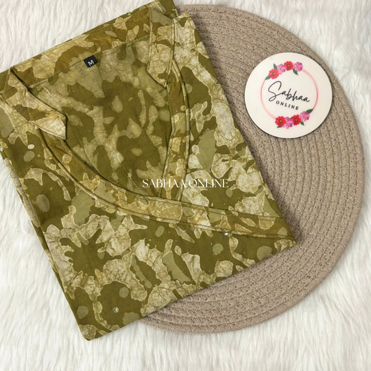 Green Dabu Cotton Kurti