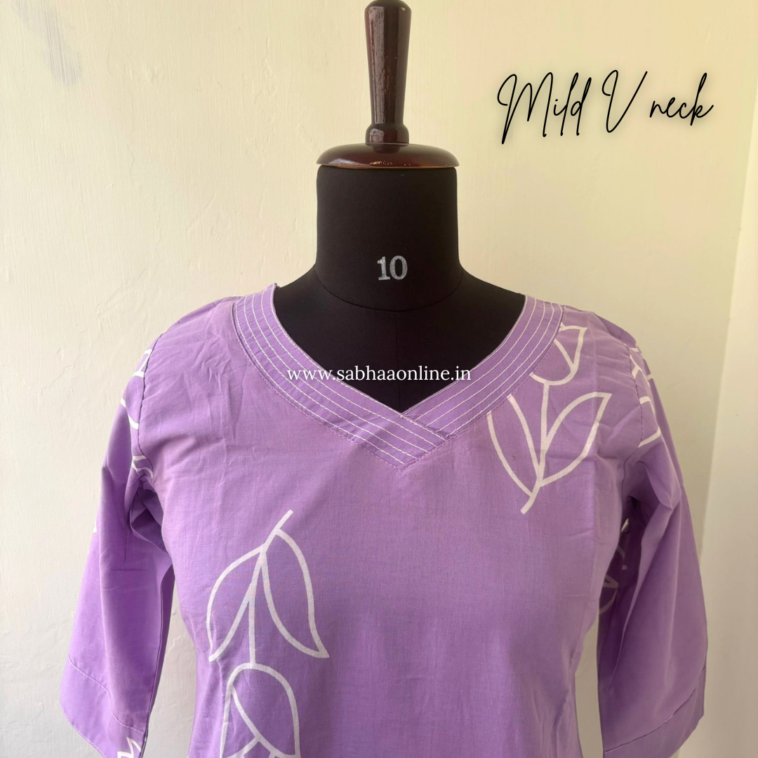 Reena - Lavendar Tulip Cotton kurti 3pc set with lining - LN 55
