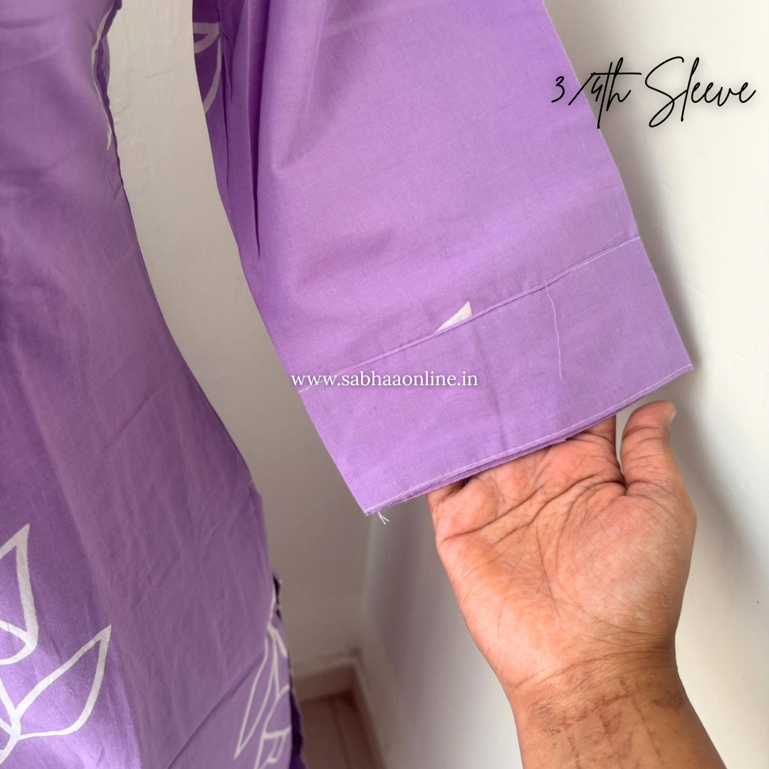 Reena - Lavendar Tulip Cotton kurti 3pc set with lining - LN 55