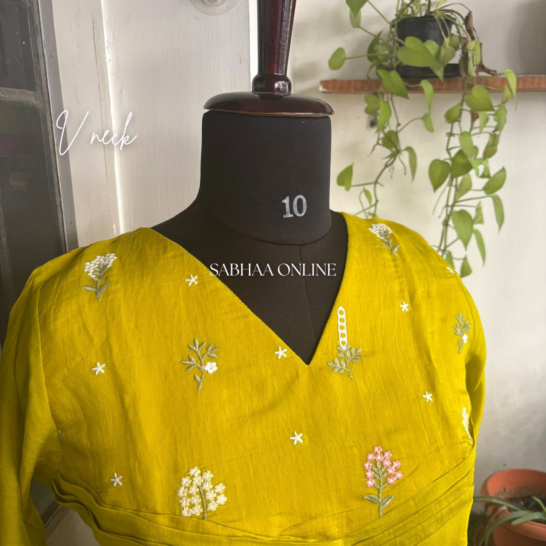 Maithreyi - Lemon Yellow Premium Mul Chanderi Kurti 3pc set with lining (Slim fit)