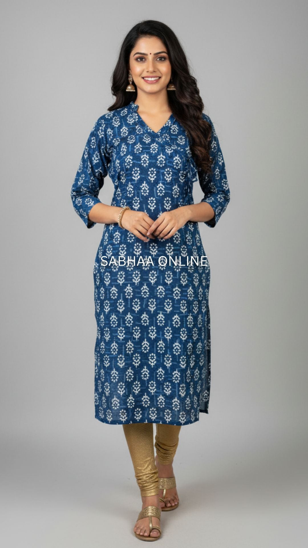 Blue (Phool) Indigo Cotton Kurti