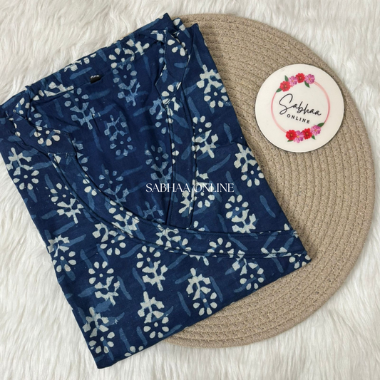 Blue (Phool) Indigo Cotton Kurti