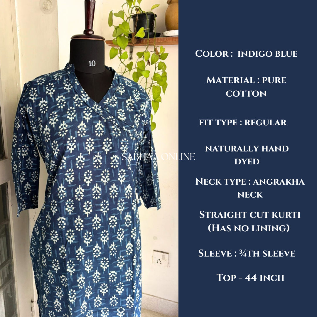 Blue (Phool) Indigo Cotton Kurti